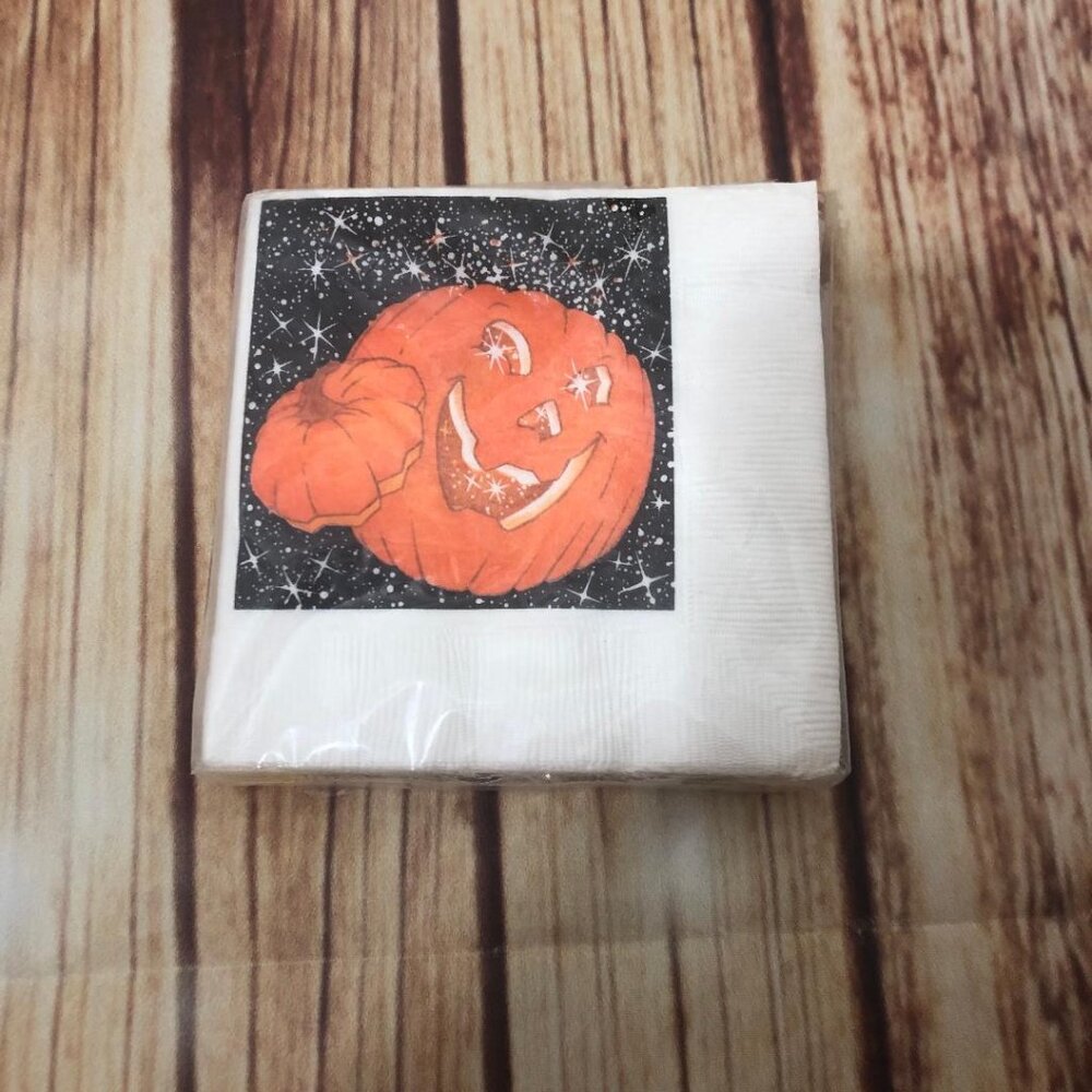 Hallmark 1980’s Halloween Magic Pumpkin Jack O Lantern Napkins 16 Count Vintage